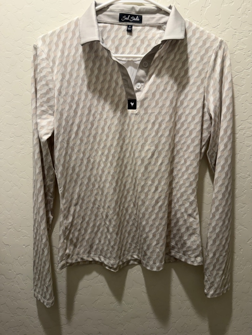 BAD BIRDIE LONG SLEEVE  GOLF PULLOVER SIZE SMALL Embroidery geometric new